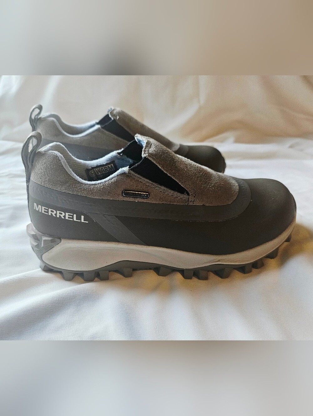 Merrell Womans Grey Waterproof Slip-On Hiking Shoes